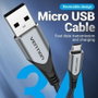 Vention Cable COCHI USB-A Macho a MicroUSB Macho, 3 metros, Negro, 3A